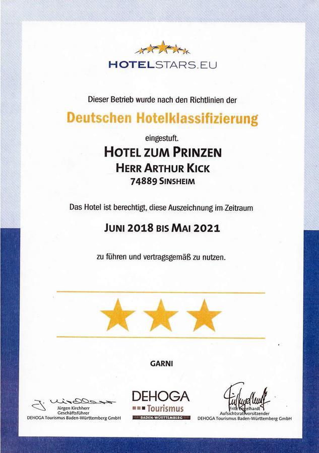 Hotel Zum Prinzen Зинсхайм Экстерьер фото